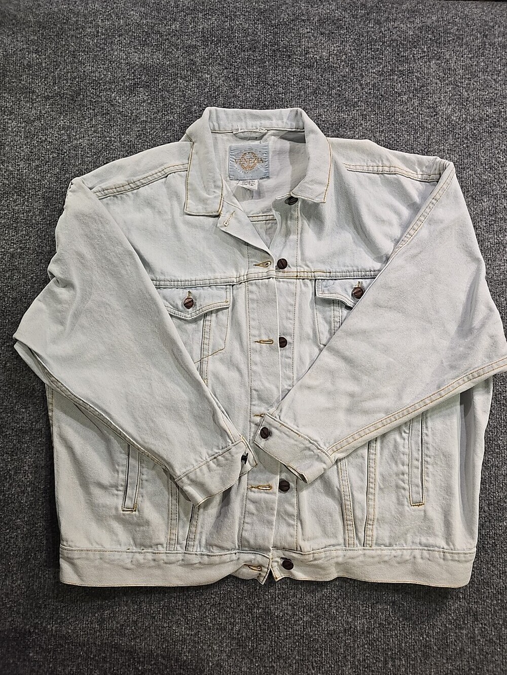 Vintage Venezia Sportswear Denim Jacket Made in USA Thick Cotton Sz XL